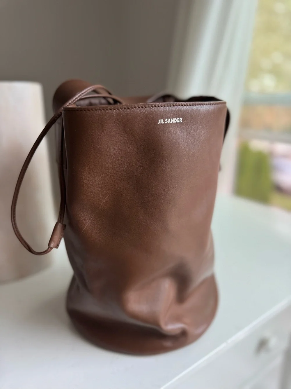 Jil Sander Brown Leather Bucket Bag